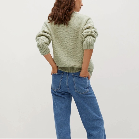 Mango Mint green Cable-knit sweater: size L NWT - Picture 3 of 9